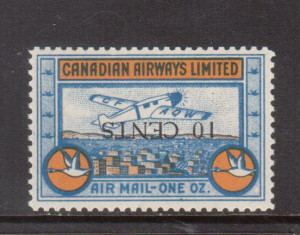 Canada #CL52a XF/NH Inverted Surcharge **With Certificate**